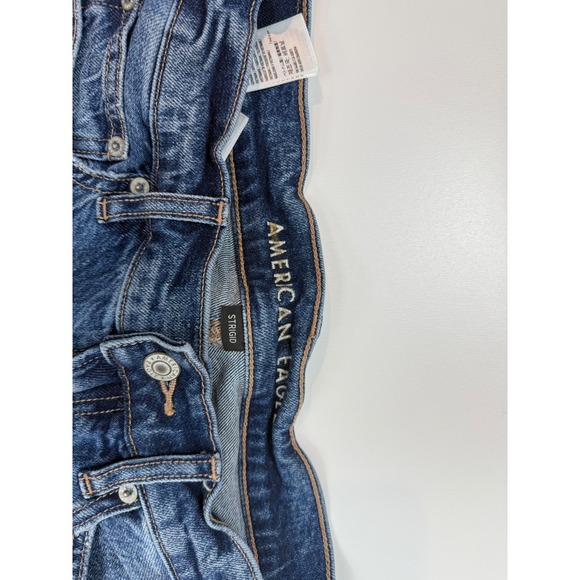 American Eagle Strigid High Rise Straight Crop Jeans Frayed Hem Womens - Picture 2 of 8